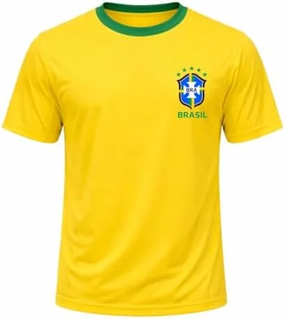 Camiseta Masculina Seleção Brasileira Gola Redonda Escudo Brasil Casual