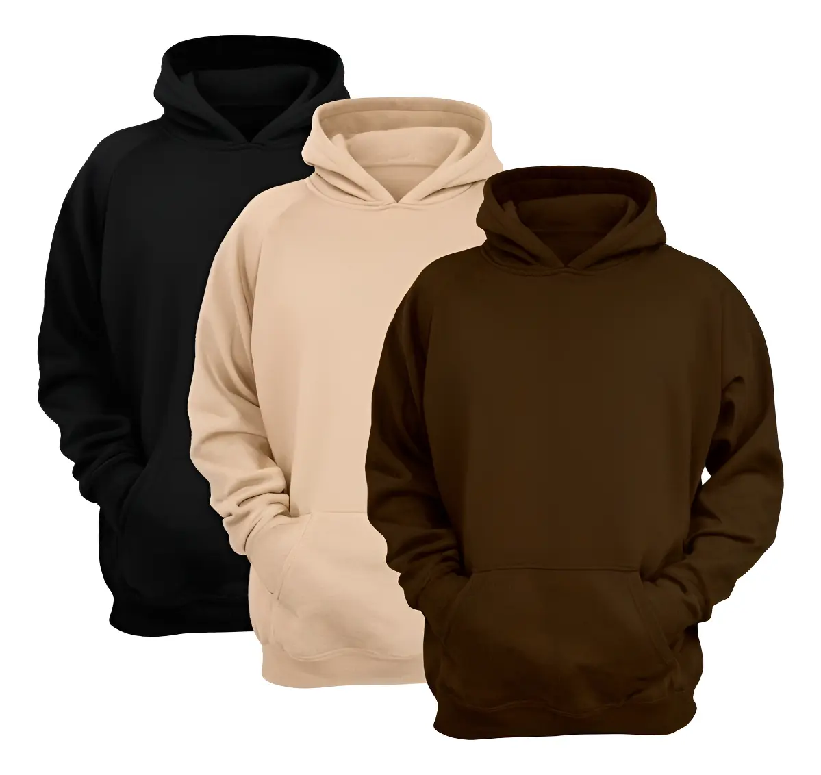Kit 3 Moletom Canguru Com Capuz Liso Frio Unissex Com Bolso
