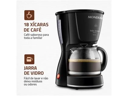 Cafeteira Elétrica Mondial Dolce Arome Black C-30-18X-FB 18 Cafés Preta