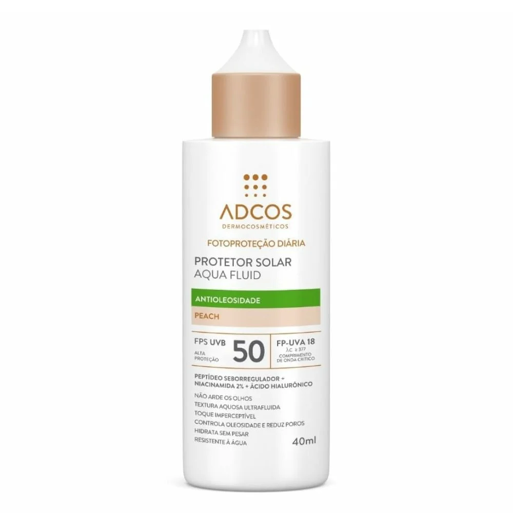 Protetor Solar Adcos Aqua Fluid FPS50 Peach Antioleosidade 40ml