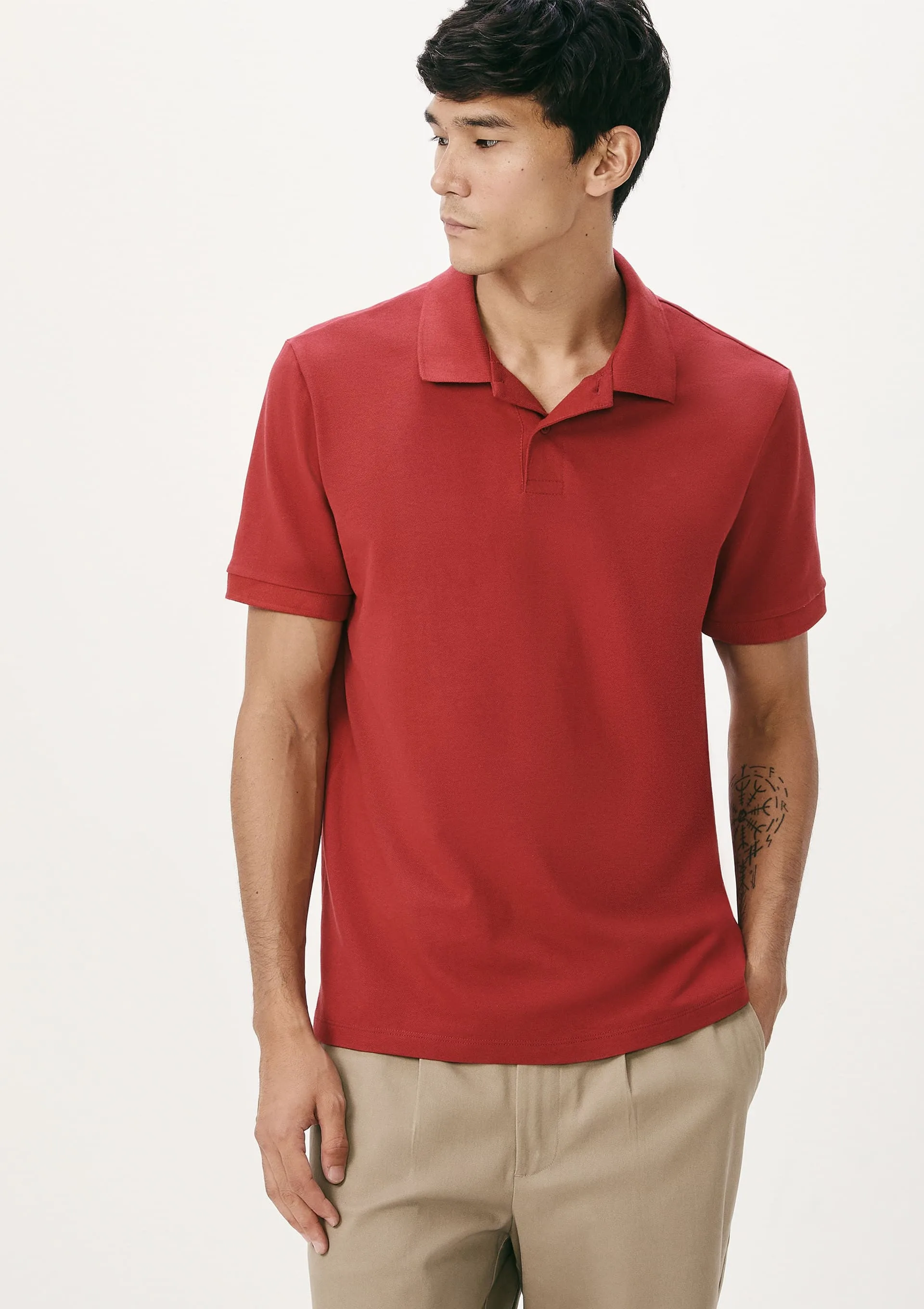 Camisa Polo Básica Masculina Regular Em Piquet - Vermelho