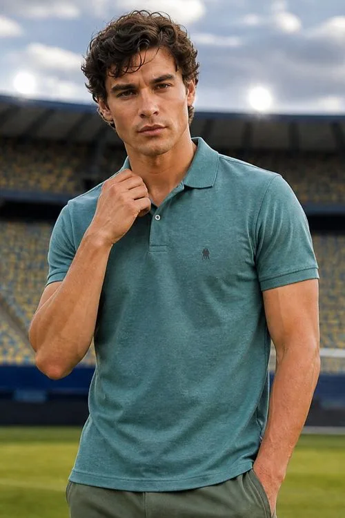 Polo Masculina Piquet Com Botões Polo Wear Verde Claro