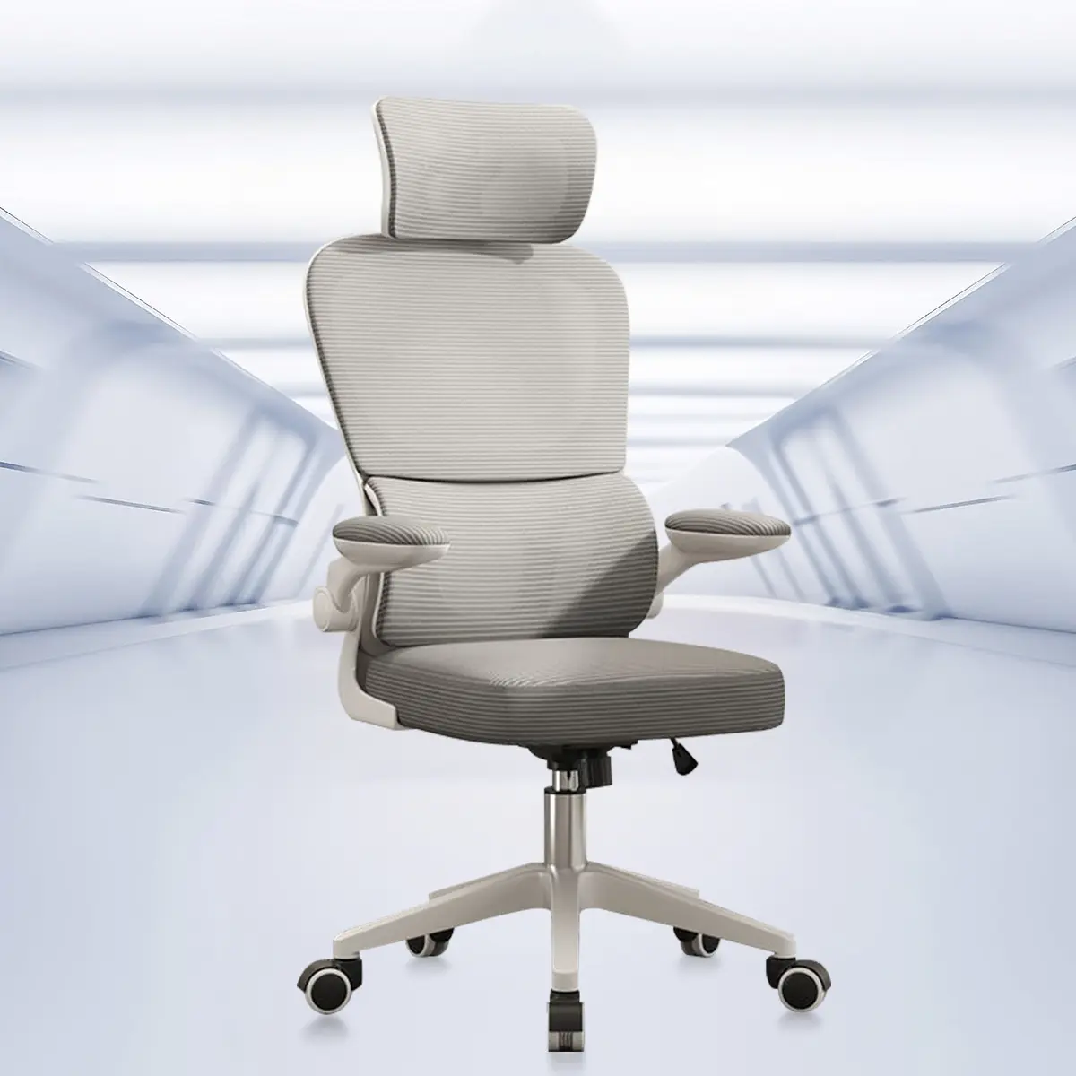 Cadeira Escritório Ergonômica Python Fly B07 Cinza Com Suporte Lombar Malha
