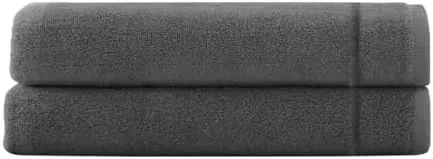 Decolab Jogo de Toalhas Piso 100% Algodão Premium (Cinza-escuro, 2 Peças) Toque Suave, Excelente Absorção, Gramatura de 420g/m², Resistente ao uso Diário 138cm x 68cm