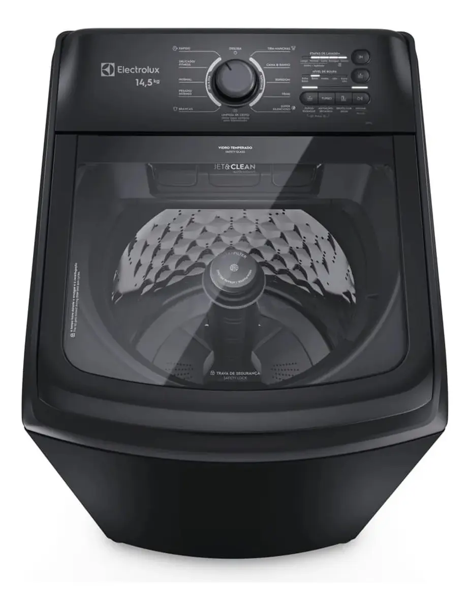 Máquina De Lavar Electrolux 14,5kg Cesto Inox Lep15 Preto 127v