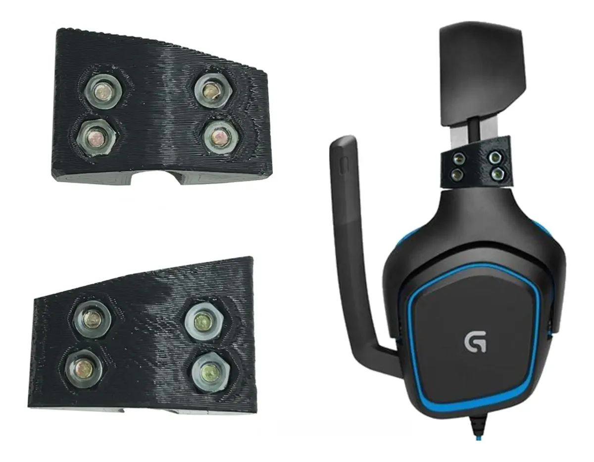 Kit 2 Lados Dobradiças  Reposição Fone Logitech G430 G930 Preto