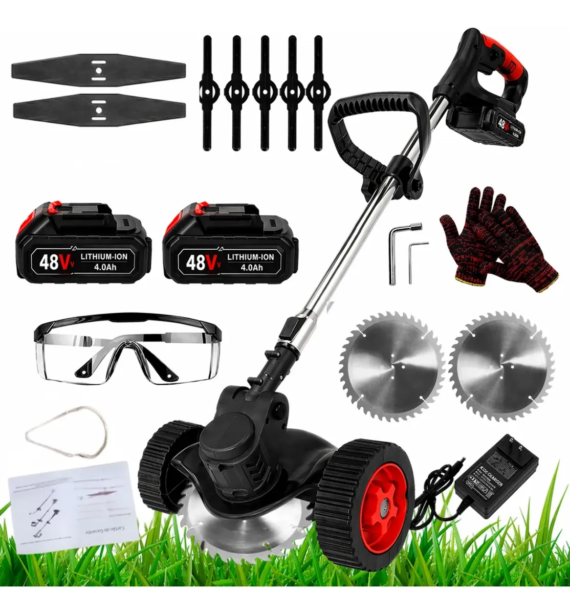 Cortador De Grama Elétrico Rodas 2 Bateria 48v Roçadeira