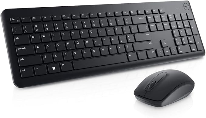 Combo Teclado e Mouse Dell KM3322W Sem Fio, Layout ABNT2 Português (Brasil), Receptor USB 2,4 GHz, Mouse Óptico 1.000 DPI com 3 Botões, Teclas Multimídia, Compatível com PC e Mac, Preto