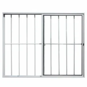Vitrô 2 Folhas De Correr Aluminio Branco Com Grade 1,00x1,20