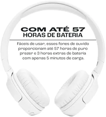 JBL, Fone de Ouvido On-ear, Headphone, Tune 520BT, Sem Fio - Branco