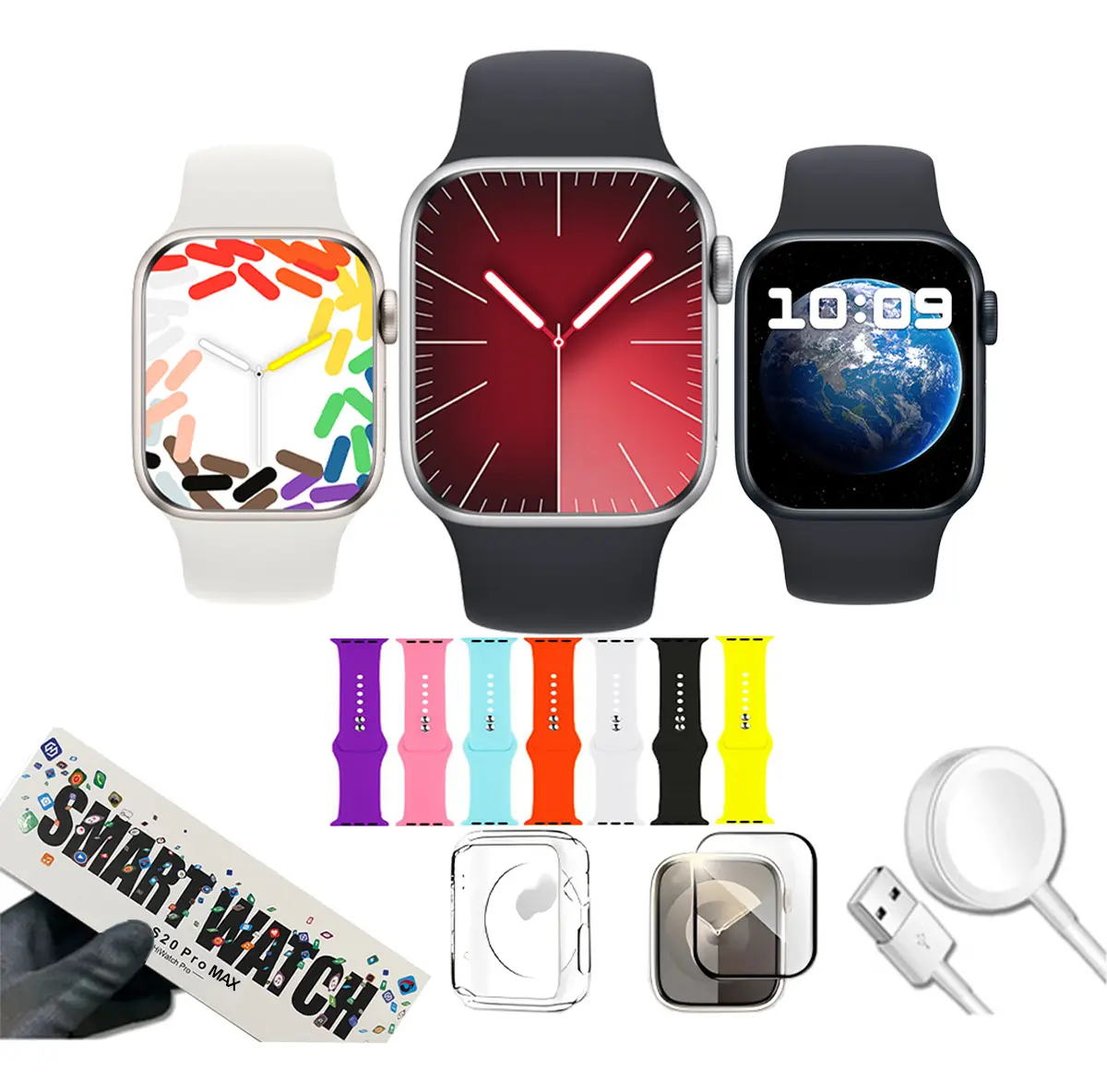 Relógio Smartwatch S20 Pro Max Série 9 48mm C/7 Pulseiras