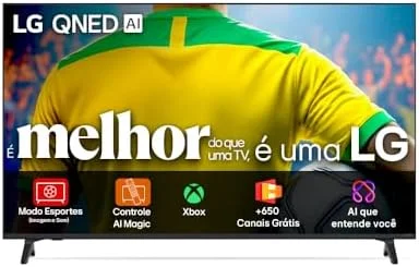 Smart TV 4K 55" LG QNED73 Portal de Games Processador AI α7 Gen8 4K Super Upscaling Google Cast Integrado Controle AI Magic WebOS 25 Modo Esportes Alerta de Esportes