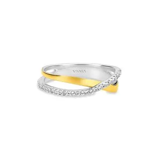 Anel Bali em Prata 925 e Ouro Amarelo 18k com Topázios Incolores
