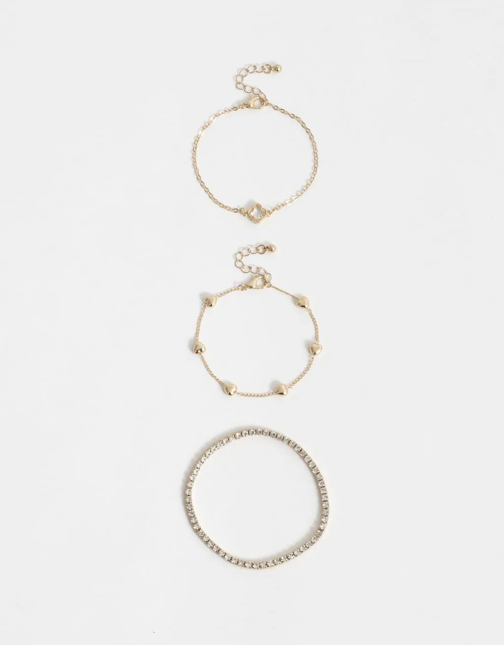 Kit 3 Pulseiras Flexíveis Strass Cute