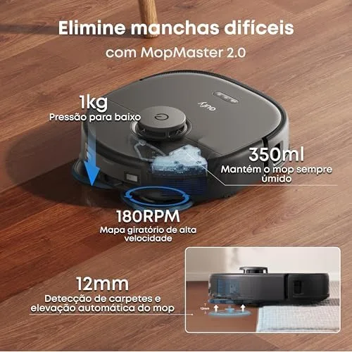 eufy X10 Pro Robô aspirador, Aspiração forte, Evita obstáculos com Laser e IA, Lava e seca sozinho, Esvazia e repõe água automaticamente, Escovas antiembaraço, Perfeito para casas com pets, 220V.