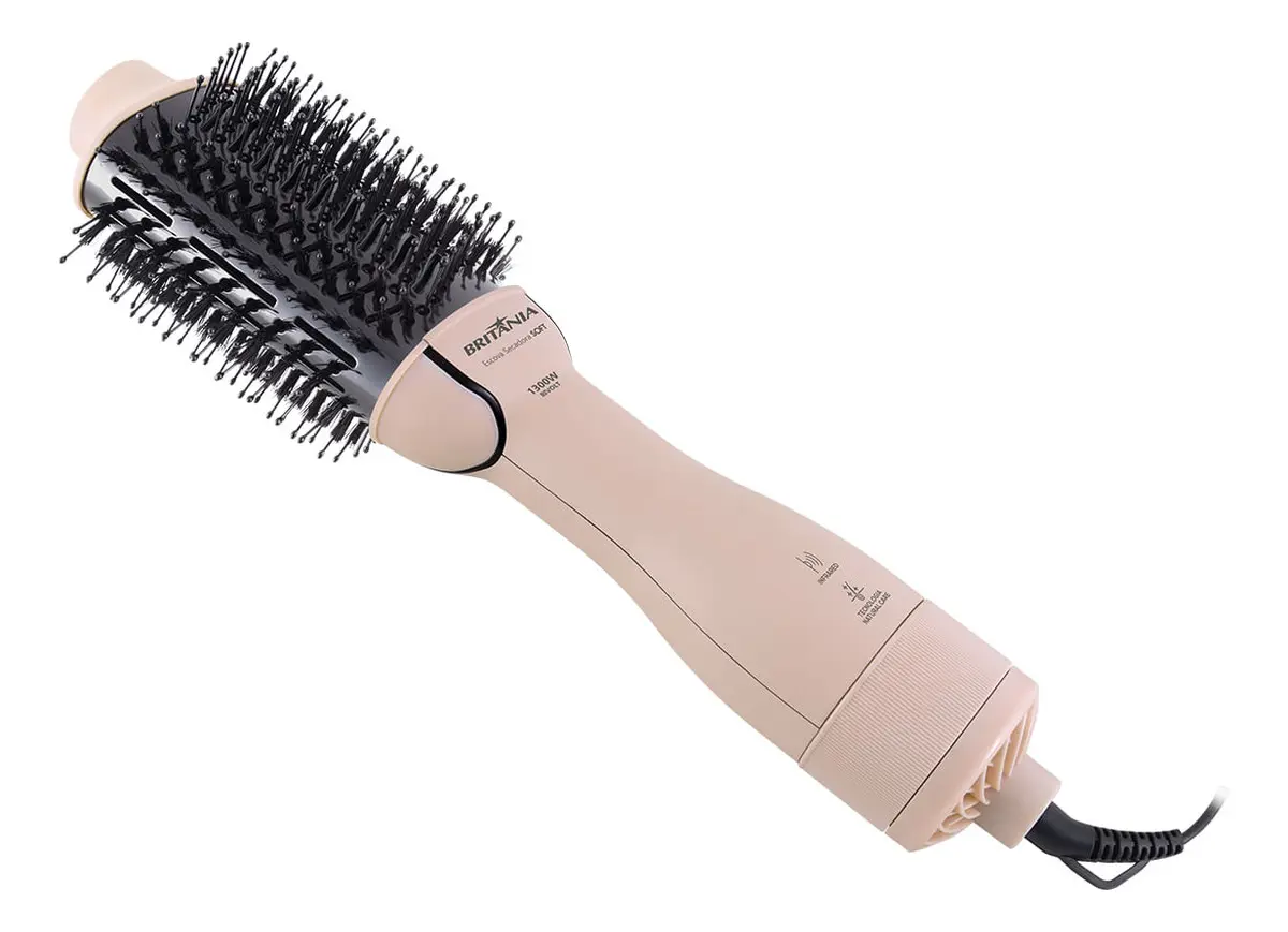 Escova Secadora Britânia Bec07r 4 Em 1 1300w Cabo Giratório Rosa 127/220v