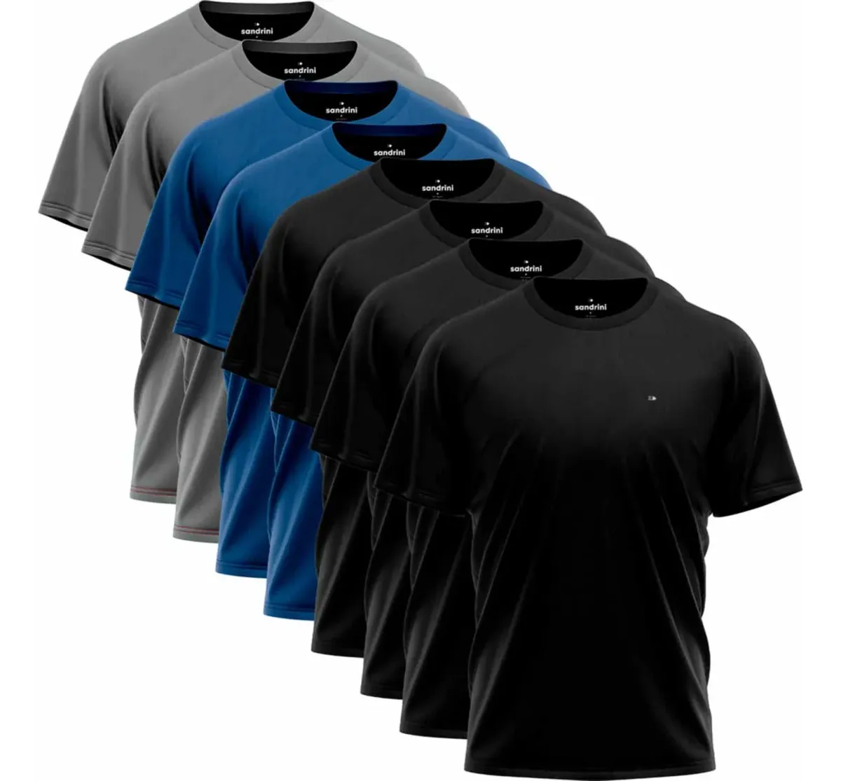 Kit 8 Camisas Sandrini Dry- Fit Masculina Caminhada Academia