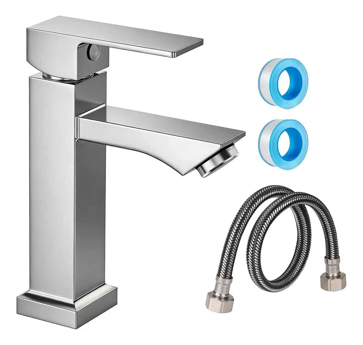 Torneira Bancada De Banheiro Luxo Inox Bica Baixa Lavatório