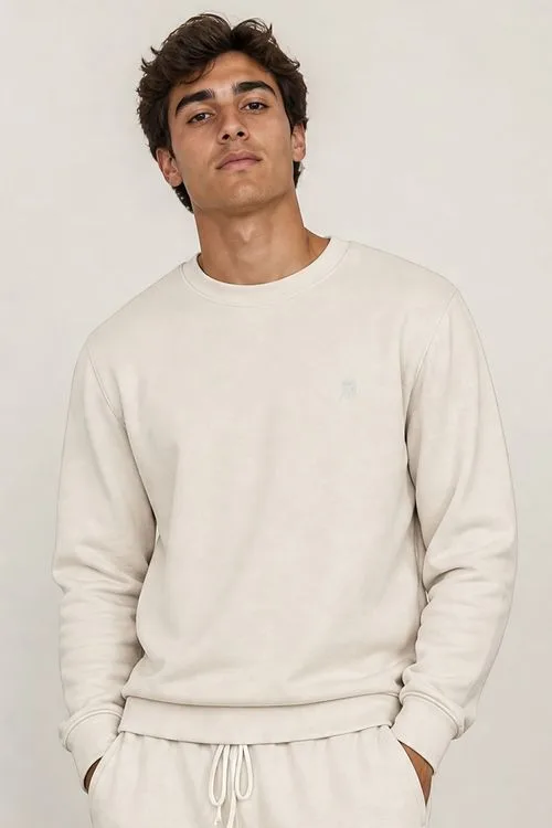 Blusa Moletom Confortável Gola Careca Polo Wear Off White