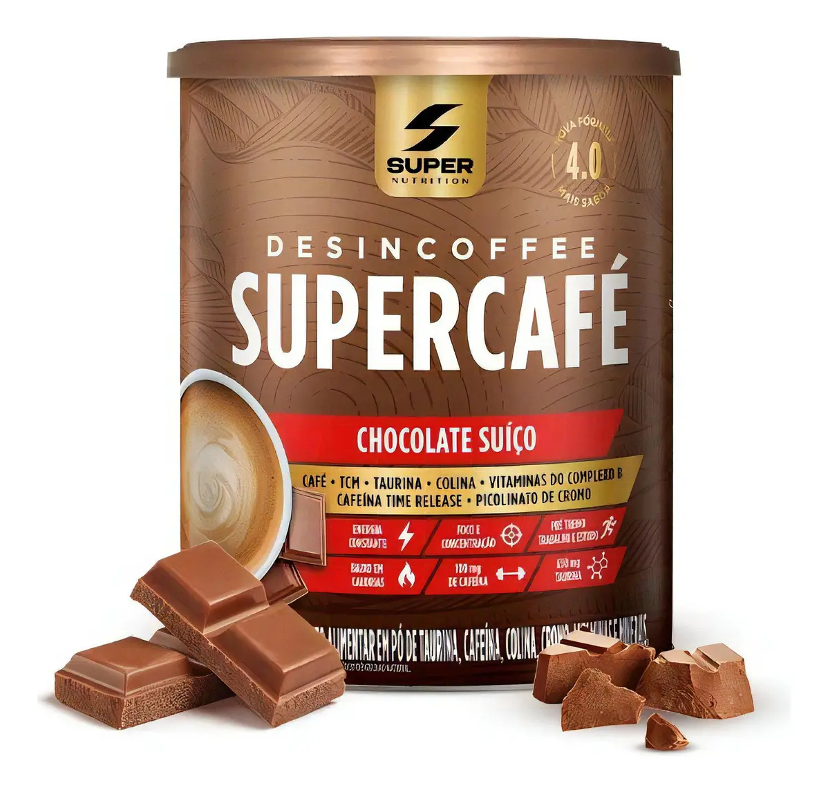 Supercafé Desincoffee Termogênico 220g Chocolate Suíço Super Nutrition