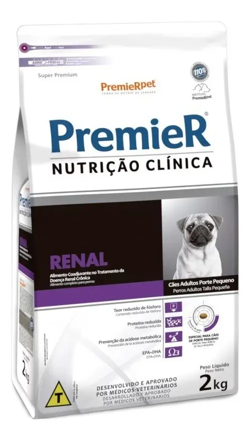 Premier Ração Seca Cães Adultos Raças Pequenas Renal 2kg