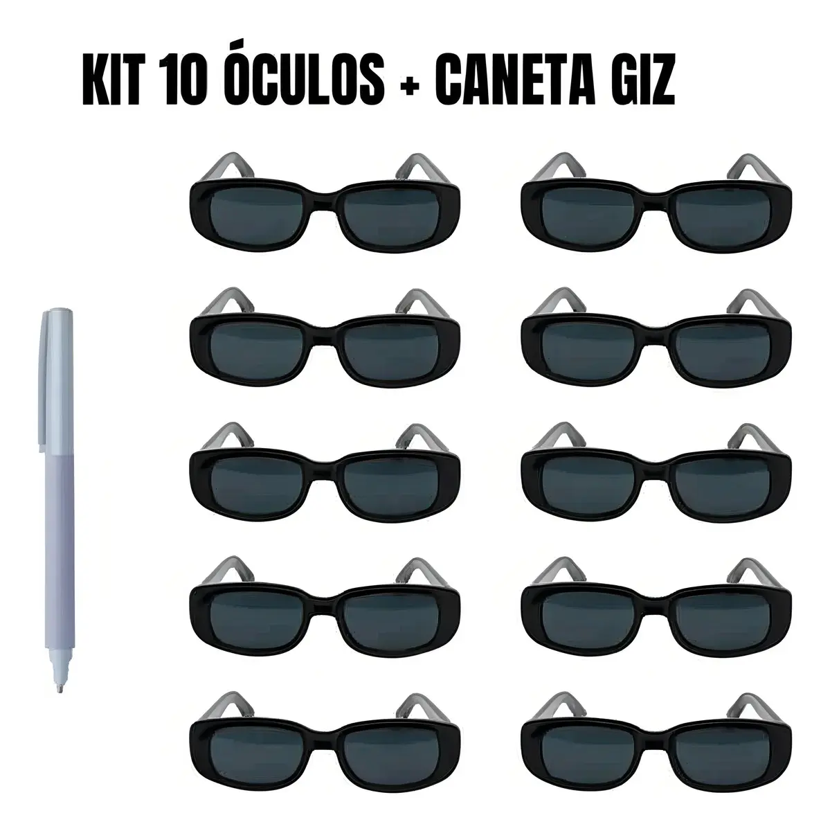 Kit 10 Óculos Festa Retro Casamento Evento Balada Despedidas Cor Preto