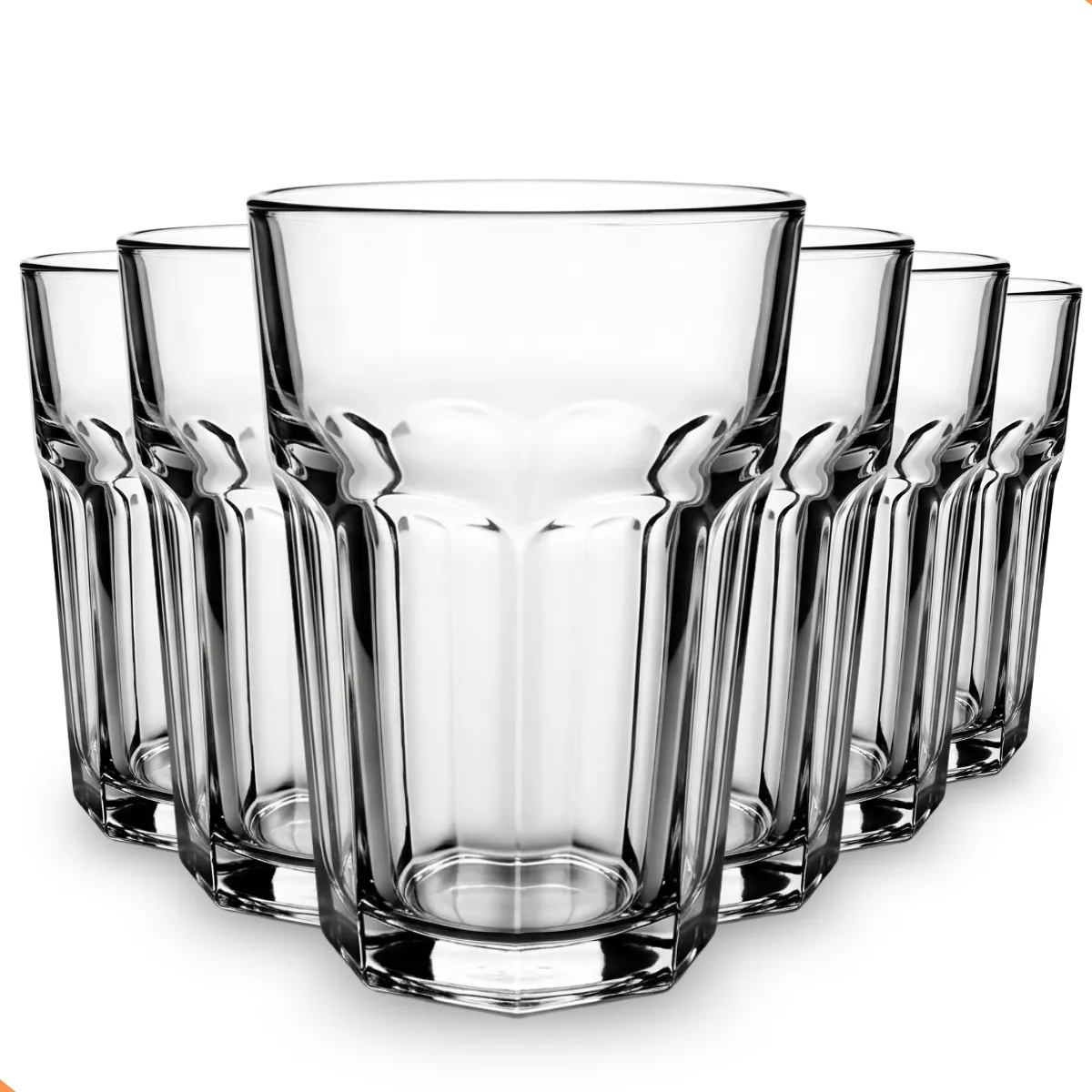 Jogo De Copos Em Vidro 6 Peças Cozinha Água Suco Drink 350ml