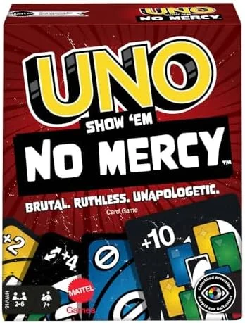UNO Jogo de Cartas No Mercy para crianças a partir de 7 anos