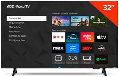 Smart TV LCD LED 32" AOC 32S5155/78G - Wi-Fi, HD, Quad Core, Dolby Áudio, 60 Hz