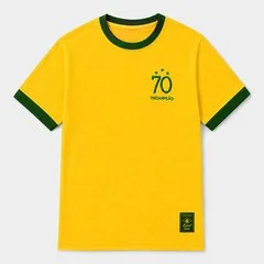 Camisa Brasil Retrô 1970 Amarelo Masculina