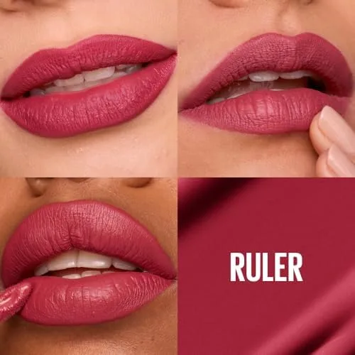 Maybelline SuperStay Matte Ink Batom Líquido Matte Longa Duração 16H com Aplicador Preciso, Não Transfere e Cor Intensa, Acabamento Matte Confortável, Cor 80 Ruler Rosa Avermelhado, 5ml