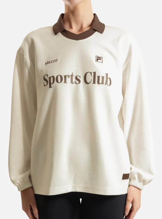 Blusa Manga Longa Branca Estampa Sports Club