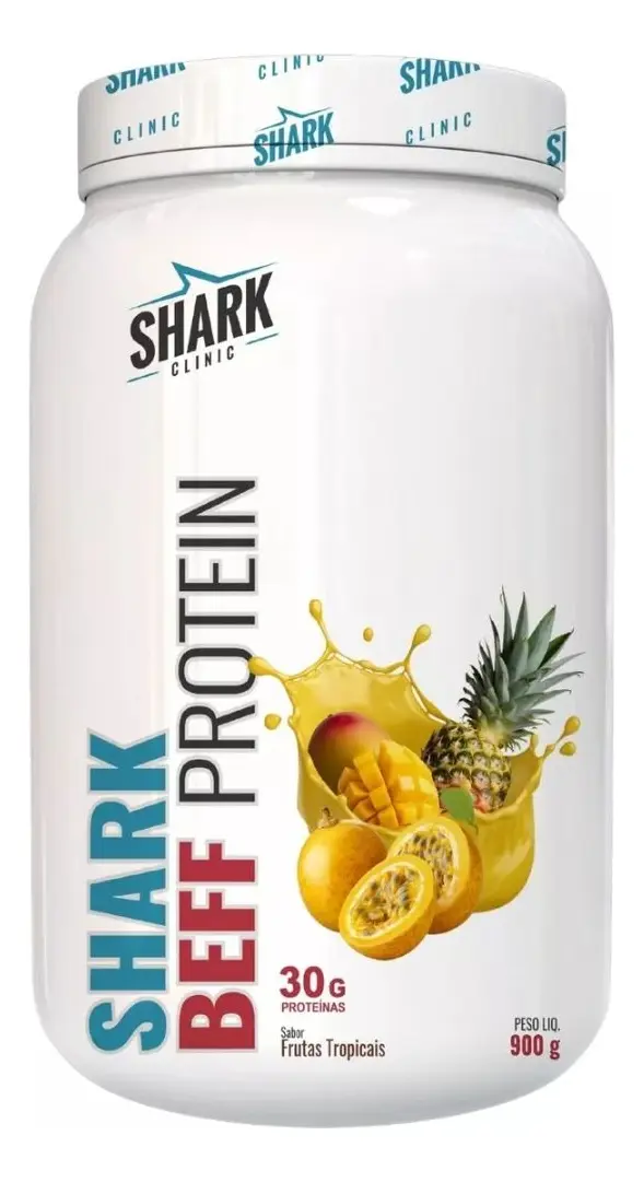 Proteína Isolada Beef Protein 900g Shark Pro Zero Lactose Sabor Frutas Tropicais