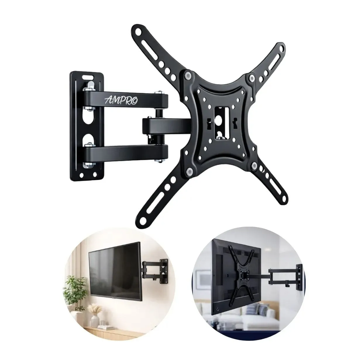 Suporte Tv Tri-articulado Universal Braço Longo Regulável E Inclinável Lcd Led Plasma 14 Á 55 Polegadas Preto