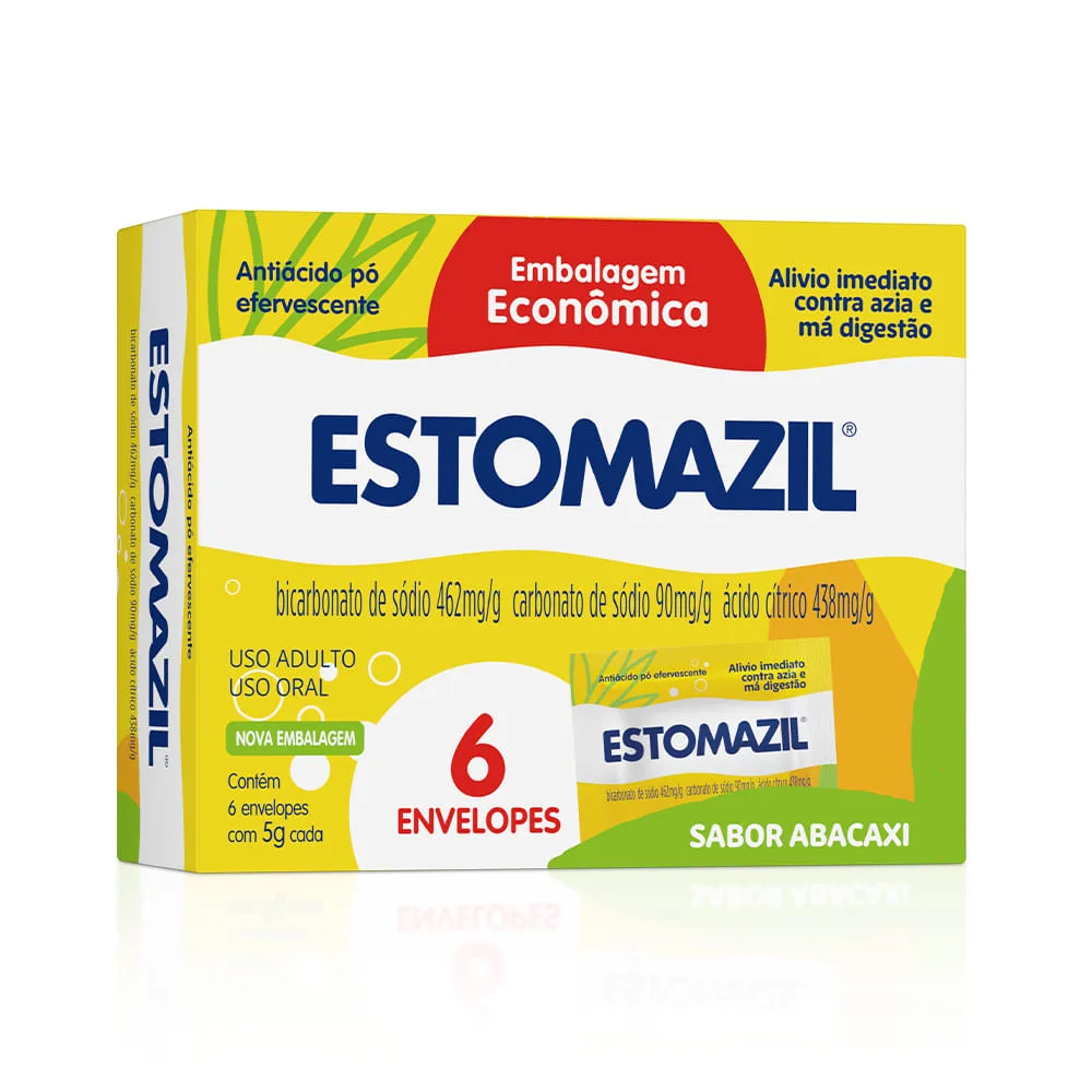 Antiácido Estomazil Pó Efervescente Abacaxi 6 Envelopes de 5g Cada