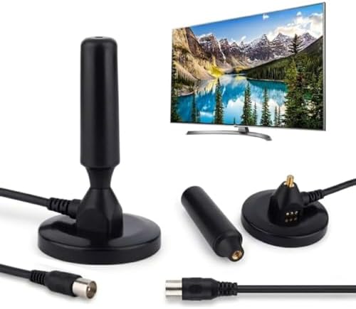 Antena Digital Interna e Externa para TV - HDTV 4K UHF VHF Smart TV, Led, LCD, 3D, Cabo 5 Metros, Com Base de Imã e Resistente a Água