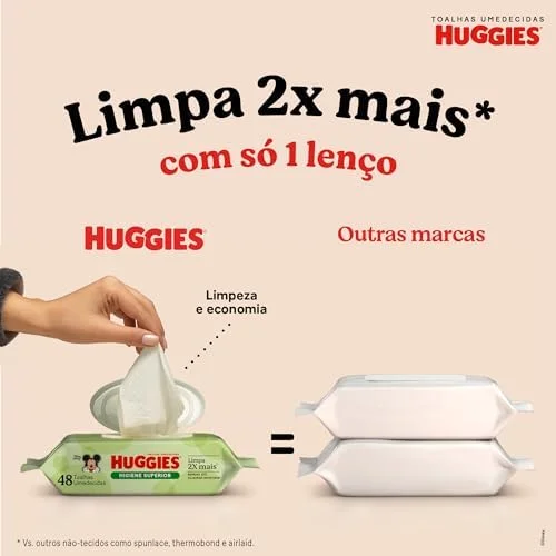 Lenços Huggies Higiene Superior Limpam 2x Mais 6 x 48 Un