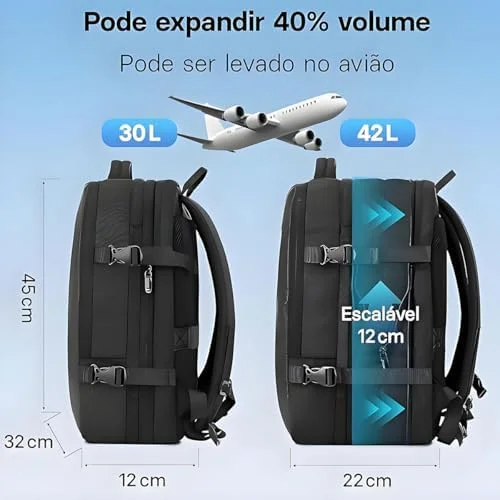 Romantic Crown Mochila de Viagem Expansivel Masculina Feminina, Mochila Para Notebook Executiva Impermeável Reforçada Cabo USB, Trabalho, Escola, Viagens