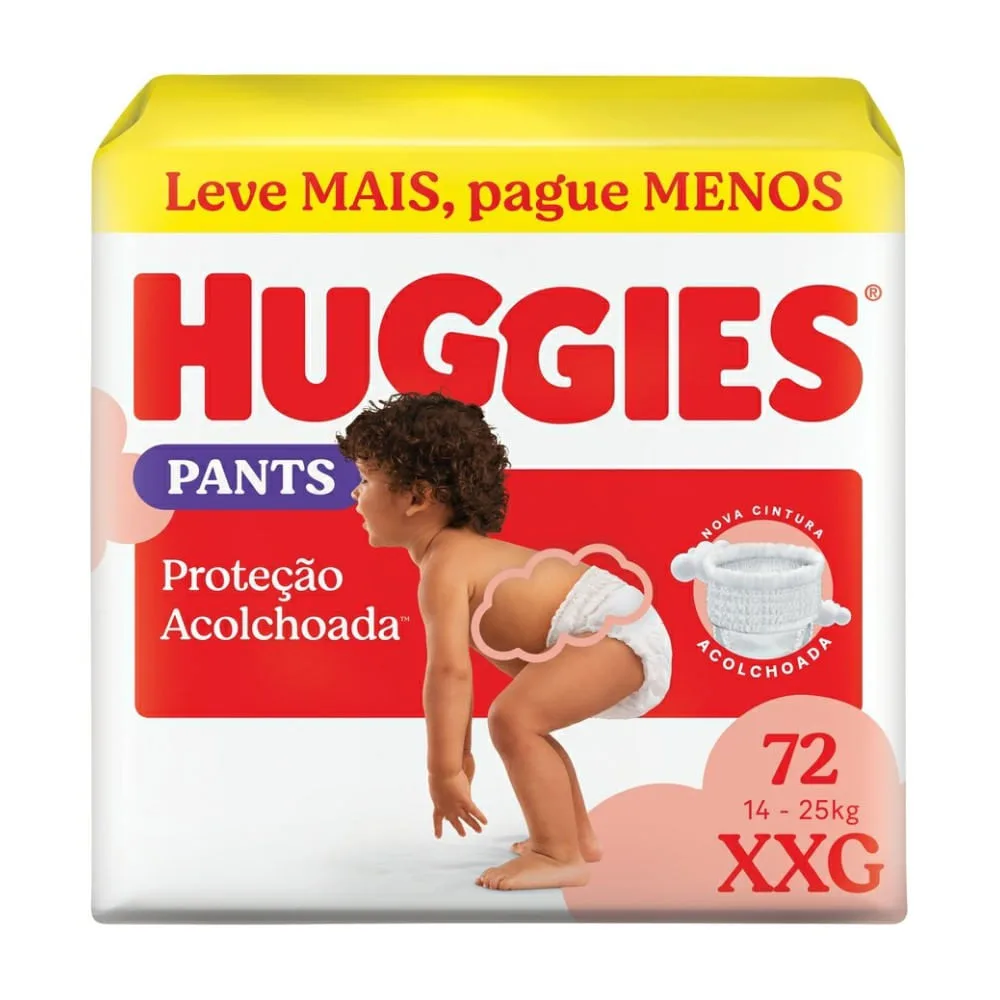 Fralda Pants Roupinha Huggies Proteção Acolchoada XXG 72 Unidades