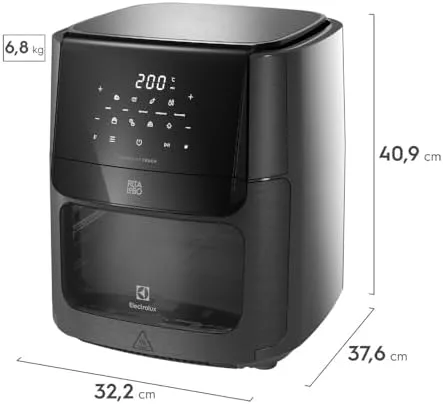 Electrolux Air Fryer Forno 5 em 1 12L 1700W Digital 1 Bandeja Antiaderente 5 modos preparo 7 Receitas Programadas Aviso Sonoro Fritadeira Elétrica sem Óleo Forno Bancada EAF85 Grafite 127V