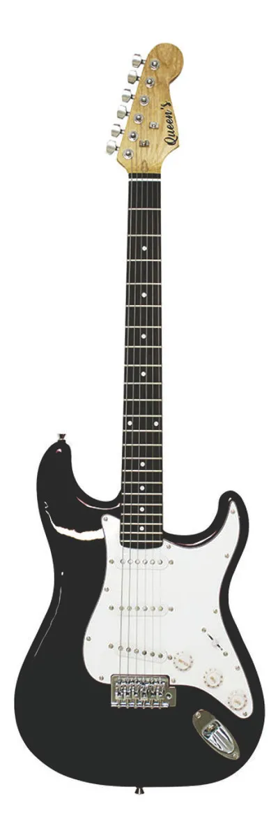 Guitarra Elétrica Stratocaster Queen's 6 Cordas Renochair Destro Preto Pau-rosa