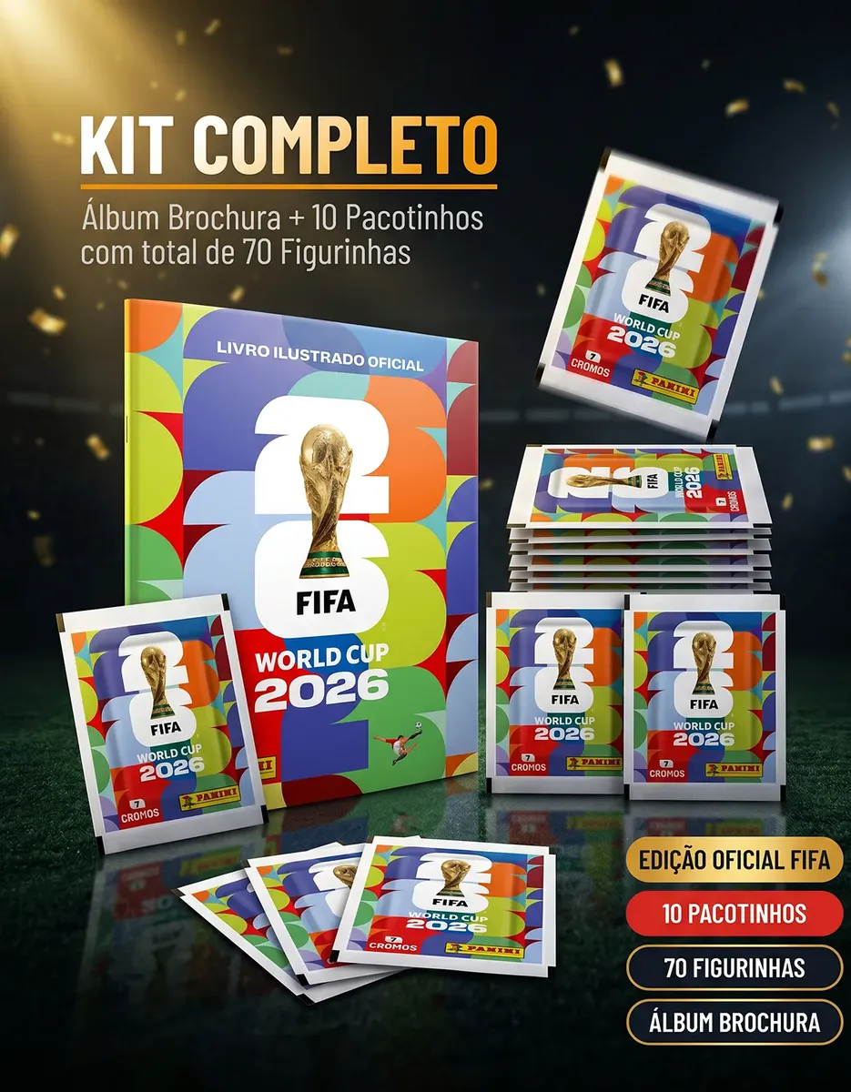 Kit 70 Figurinhas + Álbum Copa Do Mundo Fifa 2026 Panini