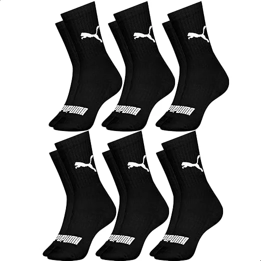 Kit 6 Pares Meia Cano Médio Alto Atoalhada Esportiva Algodão Masculina Feminina Unissex Adulto Academia Dia a Dia Puma