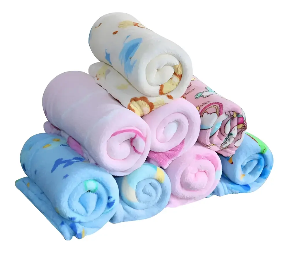 Kit 3 Mantas Cobertor Microfibra Infantil Bebê Estampada Cor Menina
