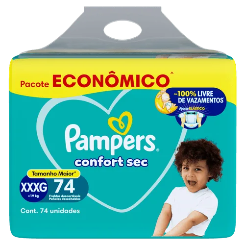 Fralda Pampers Confort Sec 74 unidades XXXG