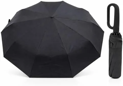 Guarda-Chuva Premium Botão Automático Abre e Fecha Varetas Reforçadas Proteção Solar UV Blackout Resistente ao Vento Compacto Dobrável Sombrinha Portátil Mochila Bolsa Mala Fivela de Anel
