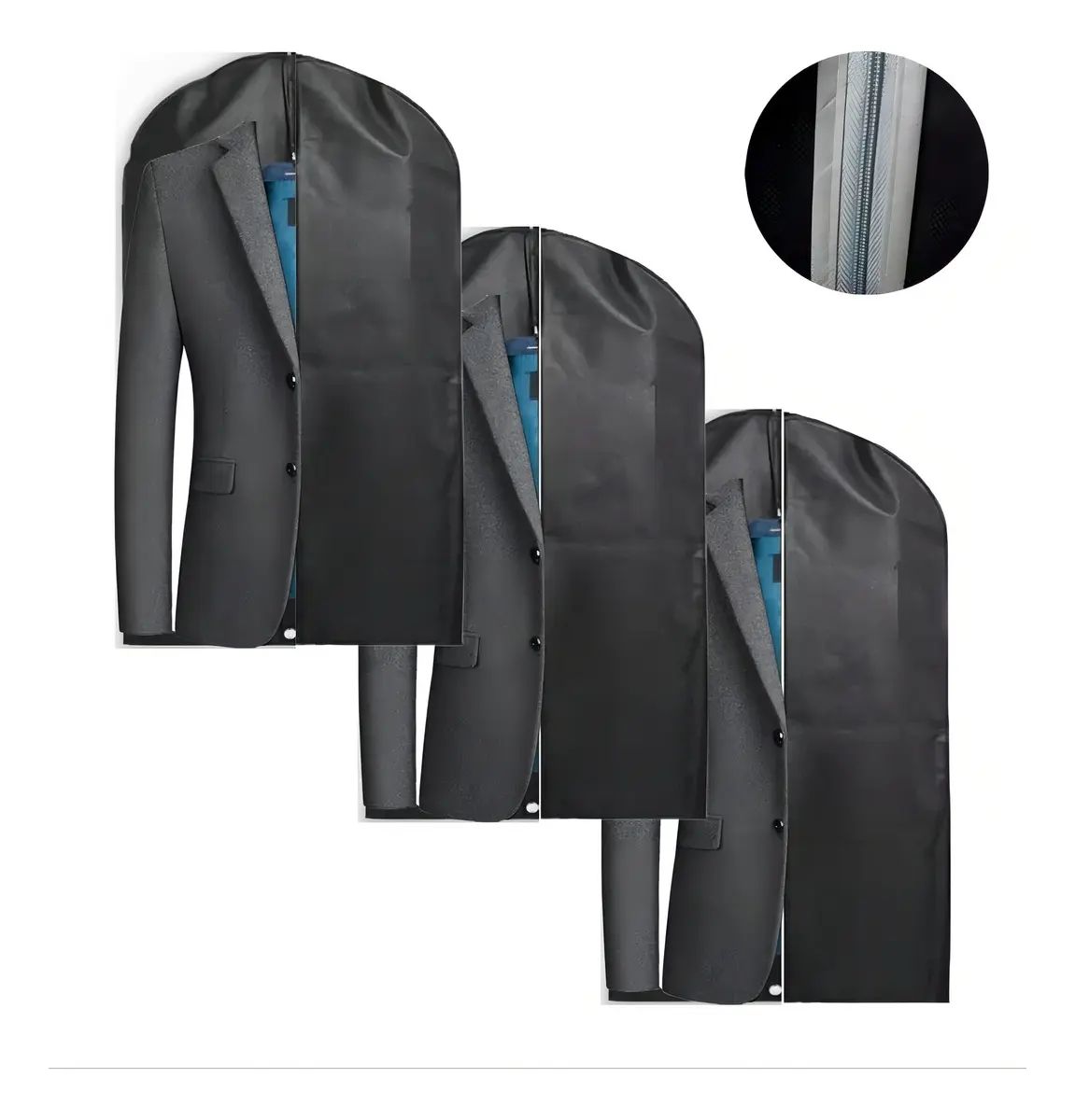 Kit 3 Capas Para Terno Impermeáveis Com Zíper, Ideal Para Viagem