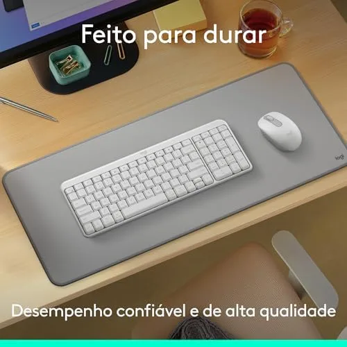 Combo Teclado e Mouse Sem Fio Logitech MK250 Bluetooth com Conectividade Rápida e Fácil, Design Compacto, Mouse Ambidestro, Layout ABNT2, Construção Durável, Compatível com PC e Mac - Branco