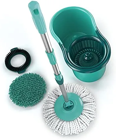 Mop Giratório 3 em1, balde com 12 litros e 3 opções de Refis, ( microfibra, tira pó e limpeza pesada) MOP8258, Flash Limp