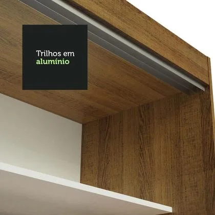 Guarda-Roupa Casal Madesa Austin 4 Portas de Correr de Espelho 3 Gavetas